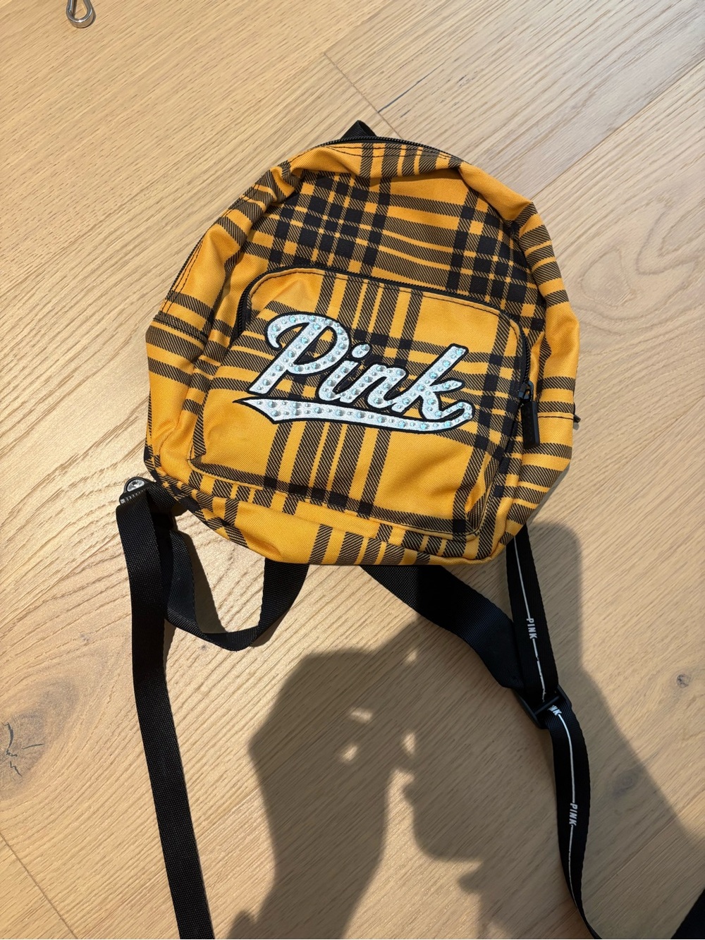 PINK Victoria's Secret Yellow Plaid Mini Backpack